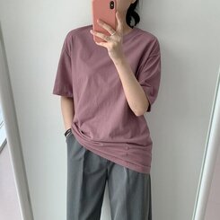 ベーシックオーバーフィット半袖Tシャツ(20color) MOCKA PINK