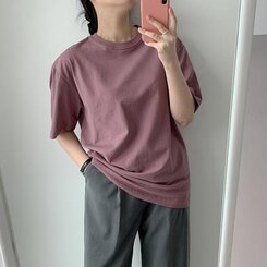 ベーシックオーバーフィット半袖Tシャツ(20color) MOCKA PINK