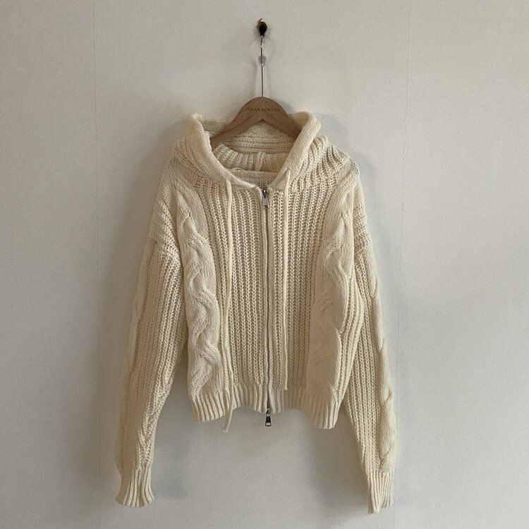 2WAYケーブルフードニットジップアップ