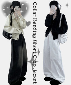 アバンフィットバンディングショートクロップジャンパージャケットカジュアル CREAM