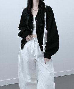 アバンフィットバンディングショートクロップジャンパージャケットカジュアル BLACK