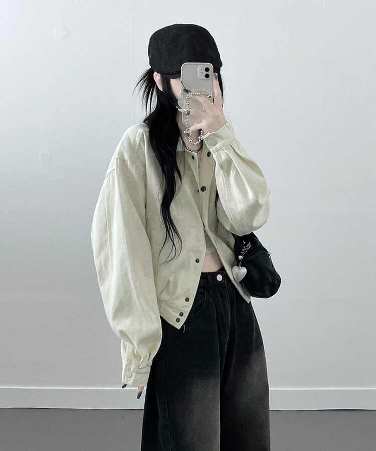 アバンフィットバンディングショートクロップジャンパージャケットカジュアル CREAM