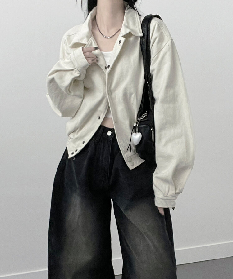 アバンフィットバンディングショートクロップジャンパージャケットカジュアル CREAM