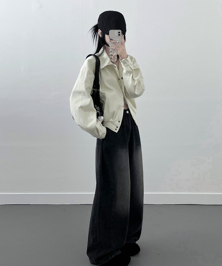 アバンフィットバンディングショートクロップジャンパージャケットカジュアル CREAM