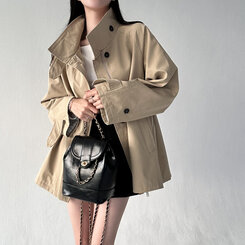 ハーフケープショートトレンチコート BEIGE