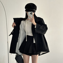 ハーフケープショートトレンチコート BLACK