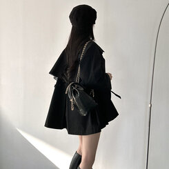 ハーフケープショートトレンチコート BLACK