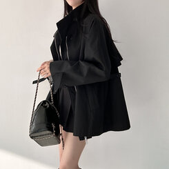 ハーフケープショートトレンチコート BLACK