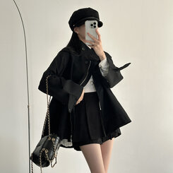 ハーフケープショートトレンチコート BLACK