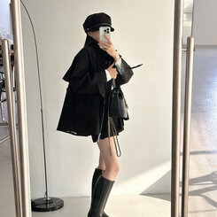 ハーフケープショートトレンチコート BLACK