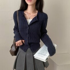 ケーブルニットカーディガン(5color) NAVY