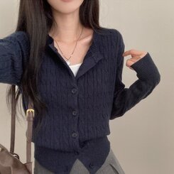 ケーブルニットカーディガン(5color) NAVY