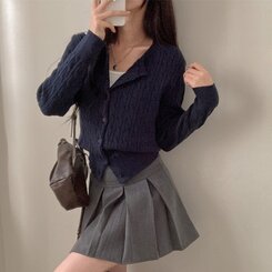 ケーブルニットカーディガン(5color) NAVY