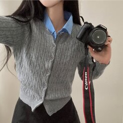 ケーブルニットカーディガン(5color) GREY