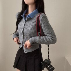 ケーブルニットカーディガン(5color) GREY