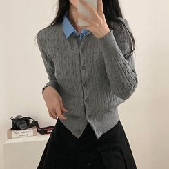 ケーブルニットカーディガン(5color) GREY