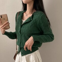 ケーブルニットカーディガン(5color) KHAKI