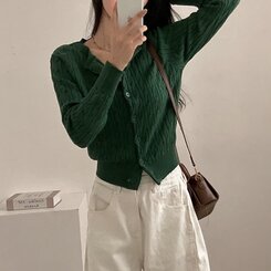 ケーブルニットカーディガン(5color) KHAKI