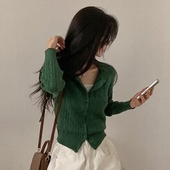 ケーブルニットカーディガン(5color) KHAKI