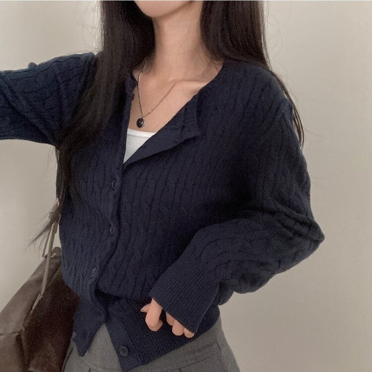 ケーブルニットカーディガン(5color) NAVY