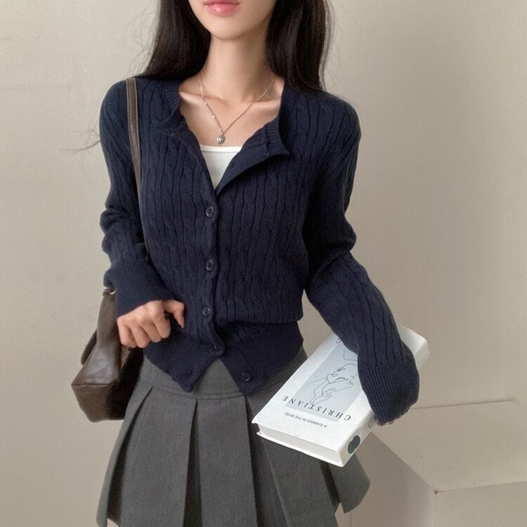 ケーブルニットカーディガン(5color) NAVY