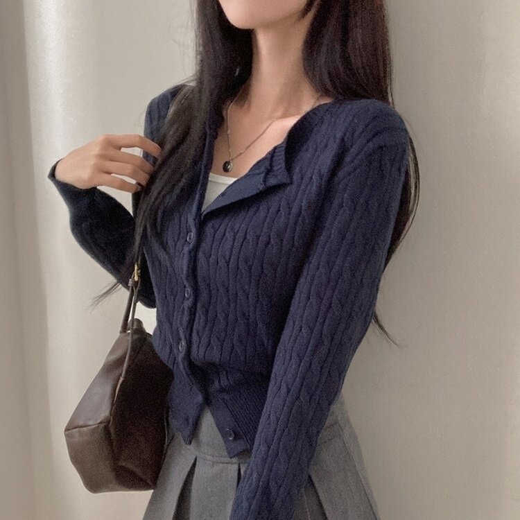 ケーブルニットカーディガン(5color) NAVY