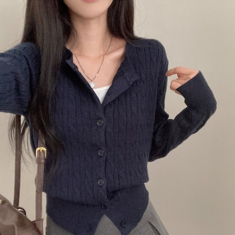 ケーブルニットカーディガン(5color) NAVY