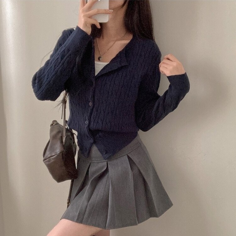 ケーブルニットカーディガン(5color) NAVY