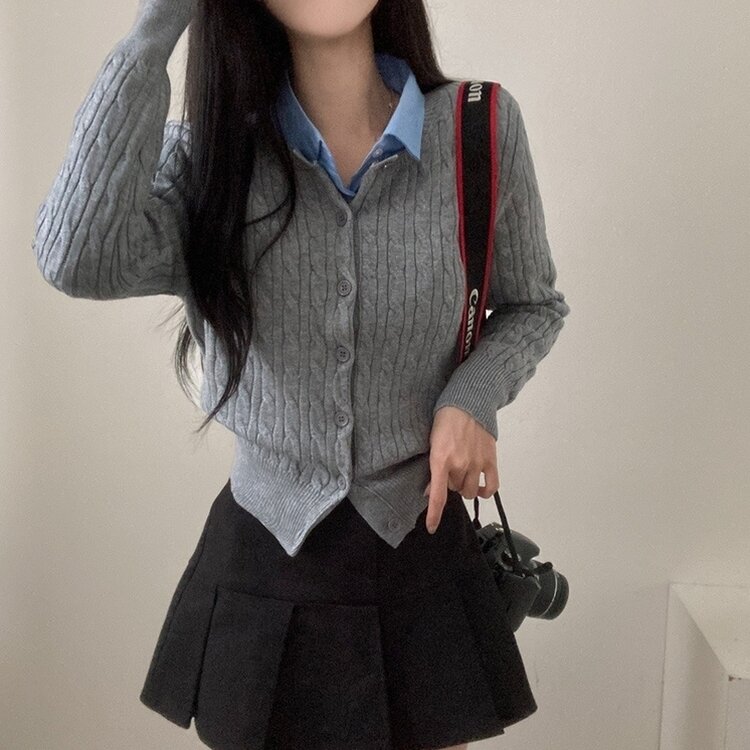 ケーブルニットカーディガン(5color) GREY