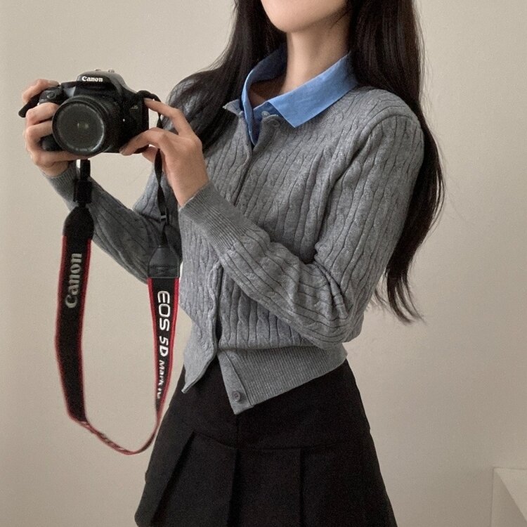 ケーブルニットカーディガン(5color) GREY