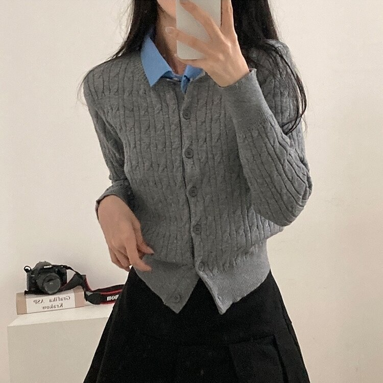 ケーブルニットカーディガン(5color) GREY