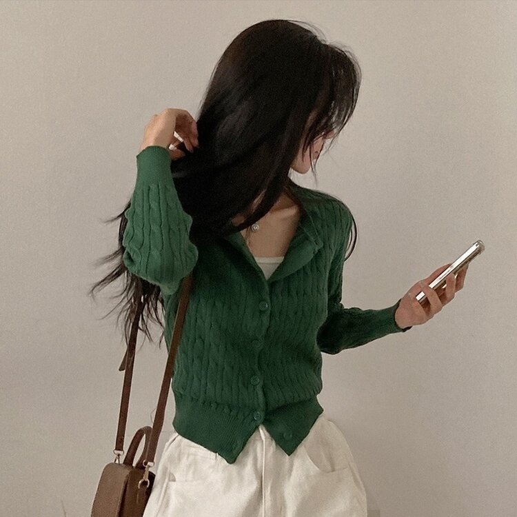 ケーブルニットカーディガン(5color) KHAKI