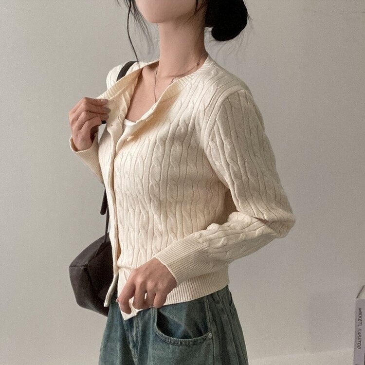 ケーブルニットカーディガン(5color) BEIGE