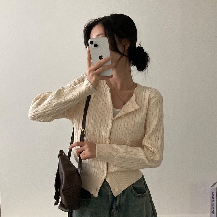 ケーブルニットカーディガン(5color) BEIGE