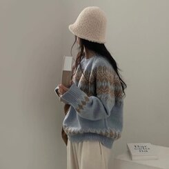 뉴트 노르딕 아가일 눈꽃 라운드 니트 4color 소라