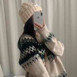 뉴트 노르딕 아가일 눈꽃 라운드 니트 4color 아이보리