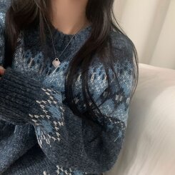 뉴트 노르딕 아가일 눈꽃 라운드 니트 4color 네이비