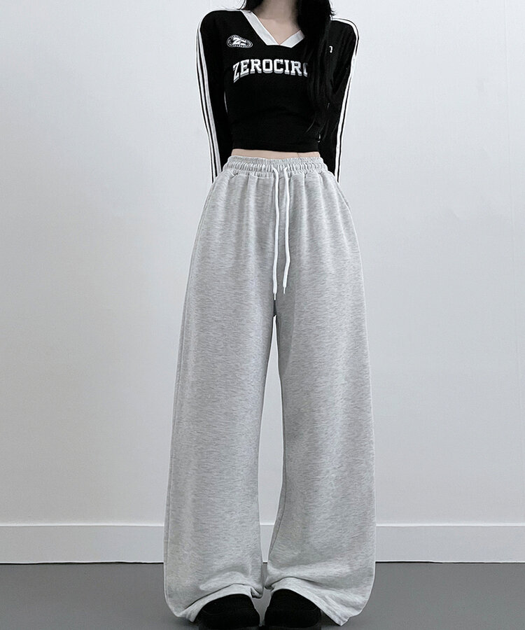 4계절용위즈트레이닝와이드밴딩롱팬츠 백멜란지