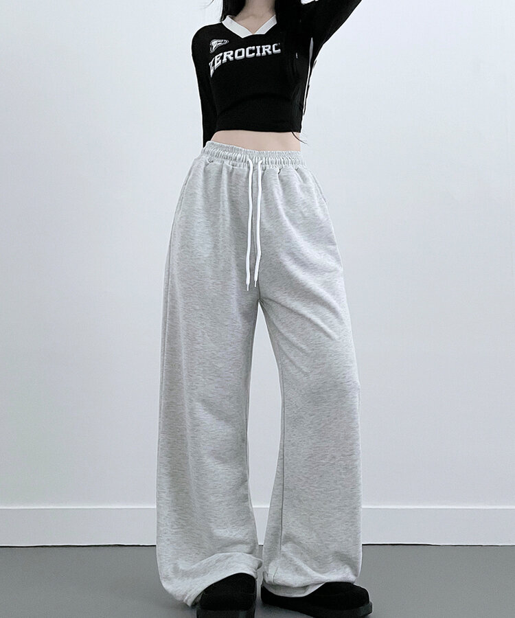 4계절용위즈트레이닝와이드밴딩롱팬츠 백멜란지