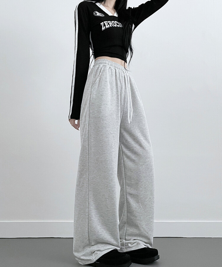 4계절용위즈트레이닝와이드밴딩롱팬츠 백멜란지