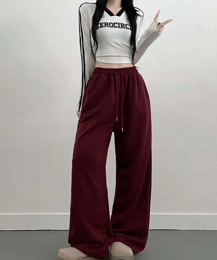 4계절용위즈트레이닝와이드밴딩롱팬츠 버건디