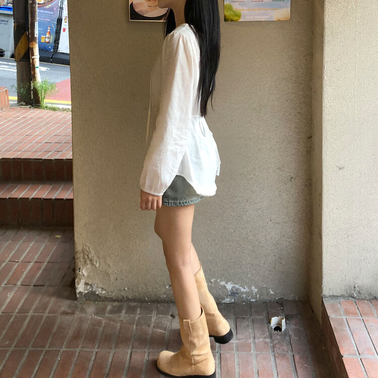 リボンレースボタンブラウス WHITE