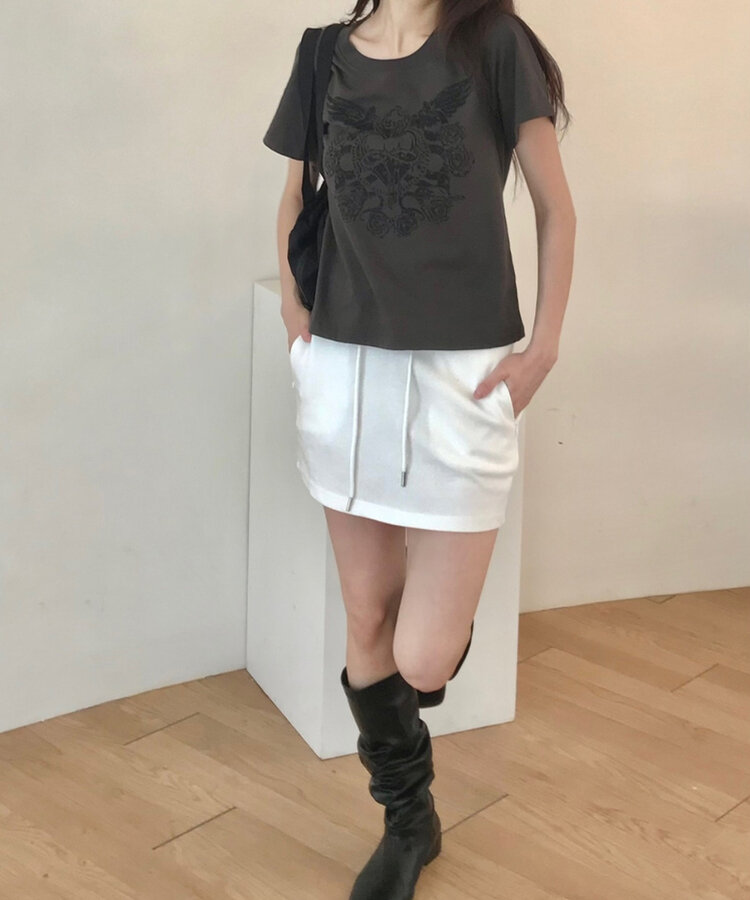 トレーニングコットンパンツインミニスカート WHITE