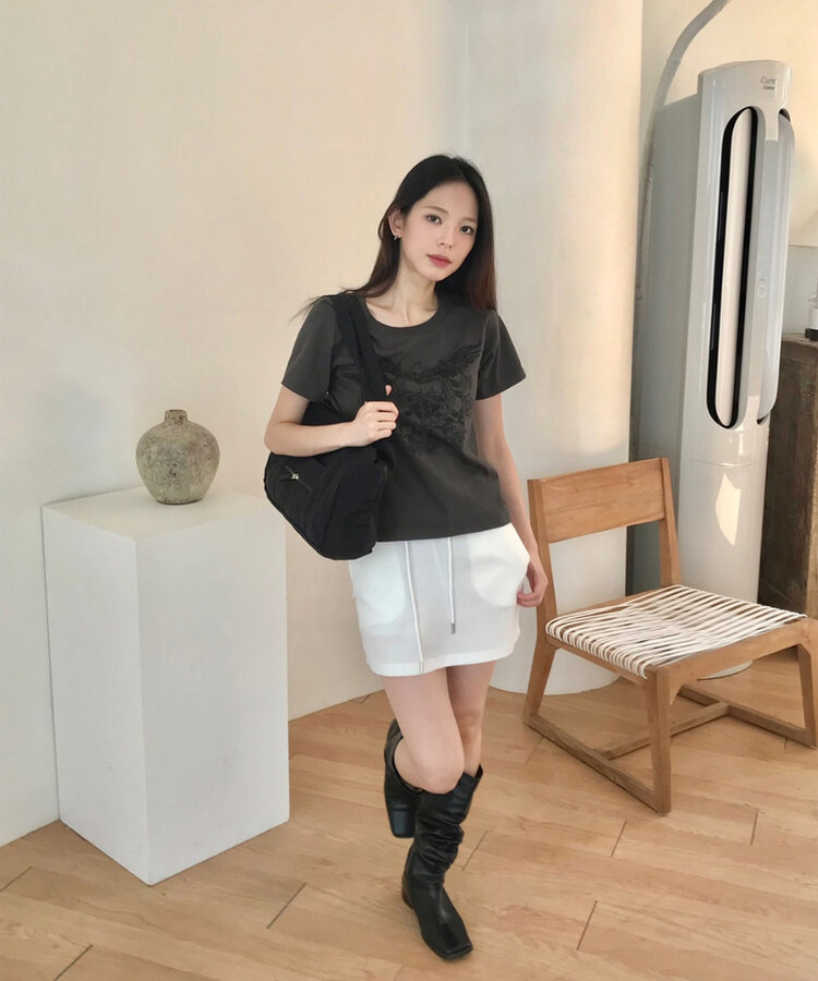 トレーニングコットンパンツインミニスカート WHITE