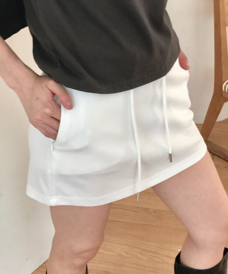 トレーニングコットンパンツインミニスカート WHITE