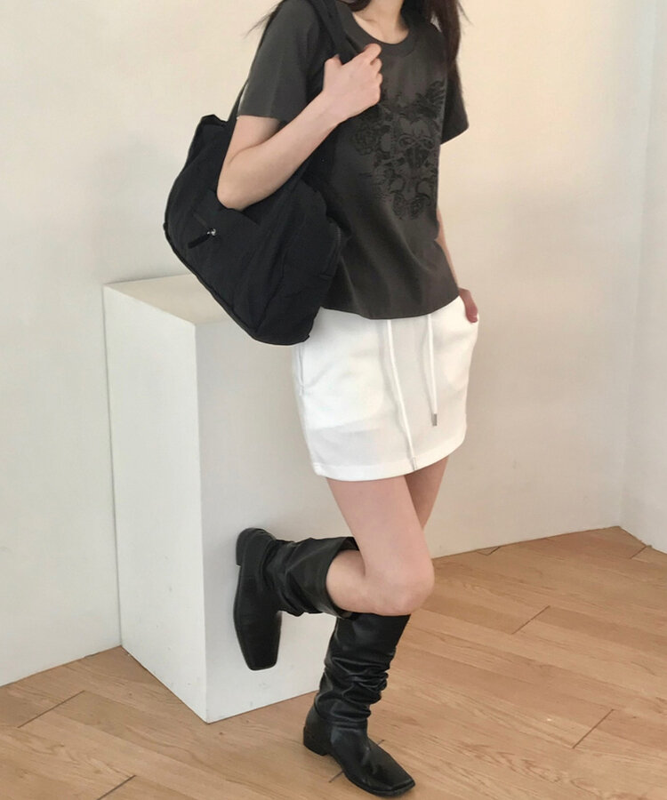 トレーニングコットンパンツインミニスカート WHITE