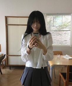 シャーリングブラウス WHITE