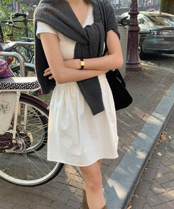 ミニスカート フェミニンシャーリングミニスカート COTTON WHITE