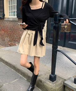 ミニスカート フェミニンシャーリングミニスカート FLAT BEIGE