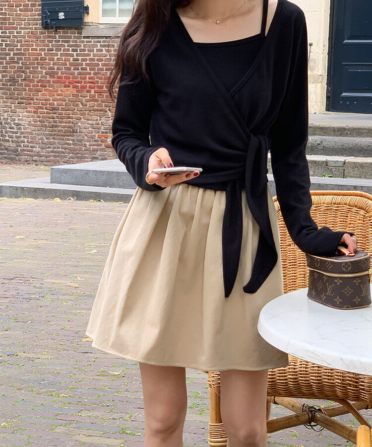 フェミニンシャーリングミニスカート FLAT BEIGE
